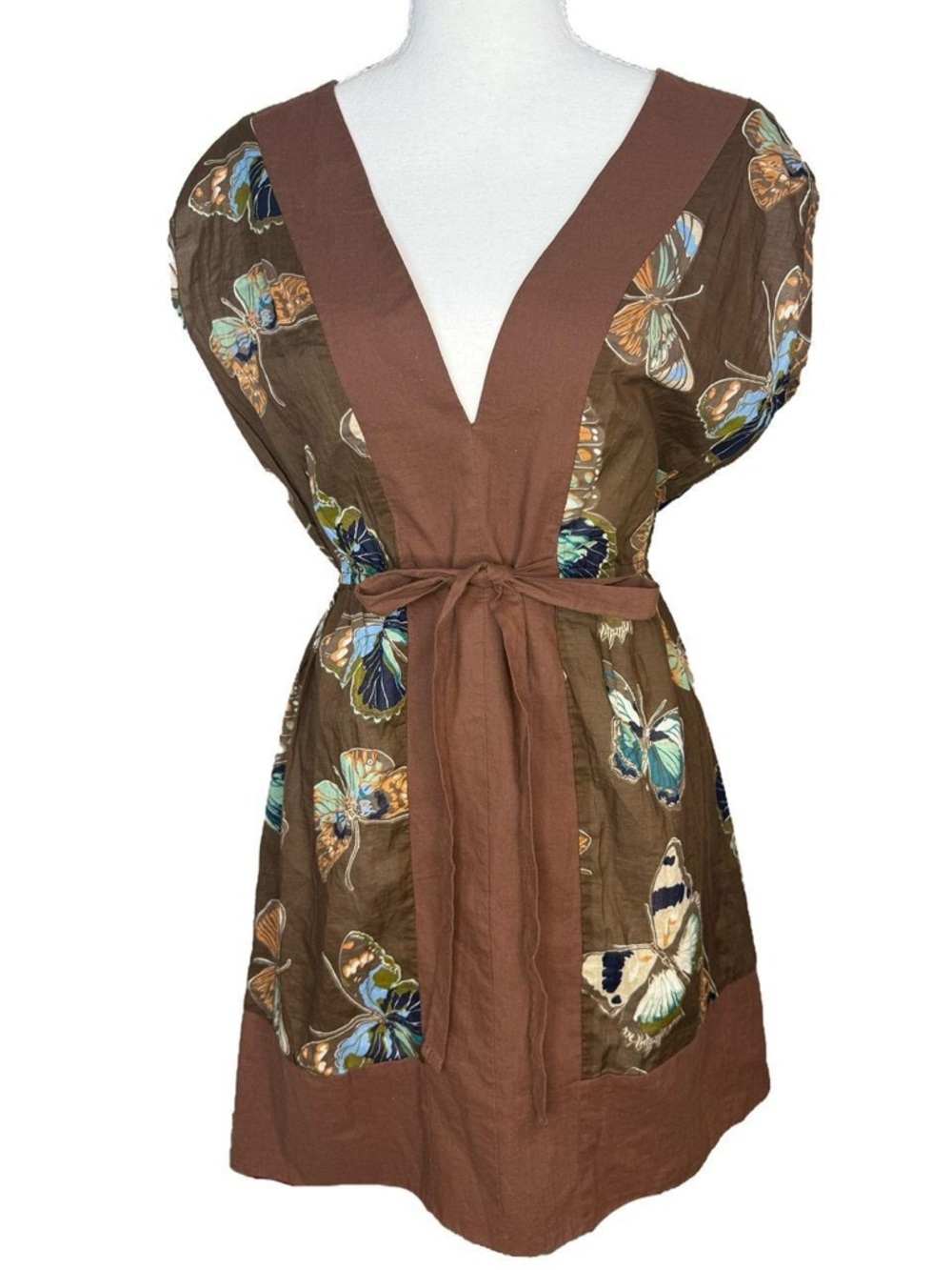 Brown Butterfly Tunic Mini Dress Pixies Y2K Boho Fairycore